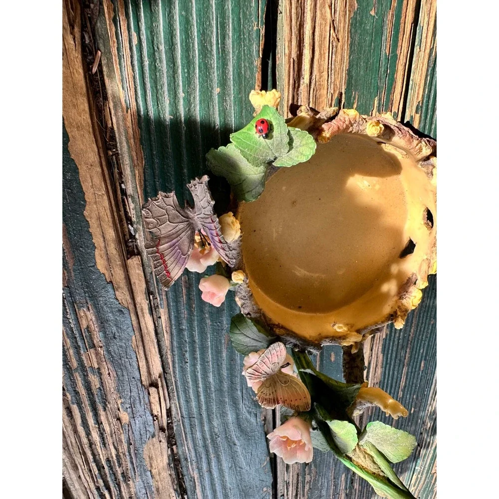 Home Interiors & Gifts Butterfly Retreat Candle Holder‎ Floral Ladybug 11629-04